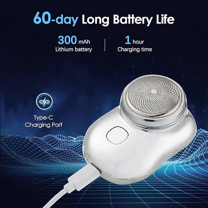 Electric razor in use on facial hair