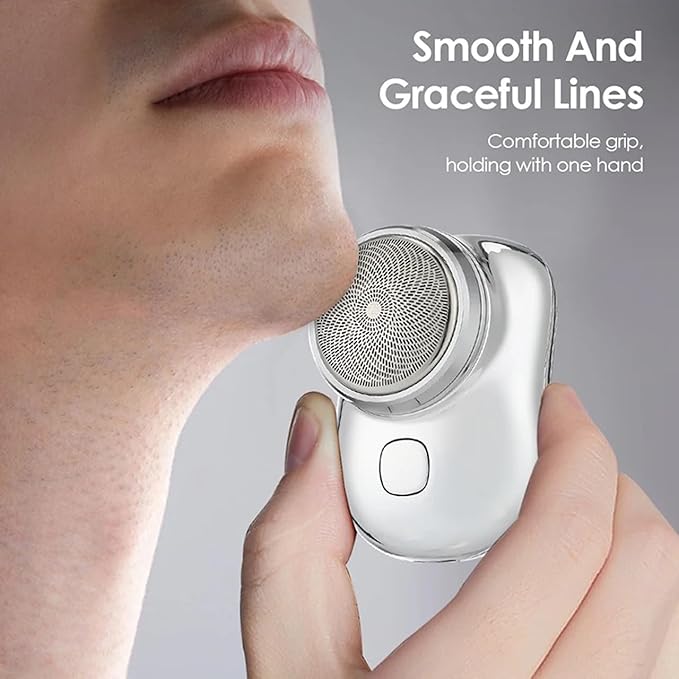 Rechargeable shaver with cap and body view