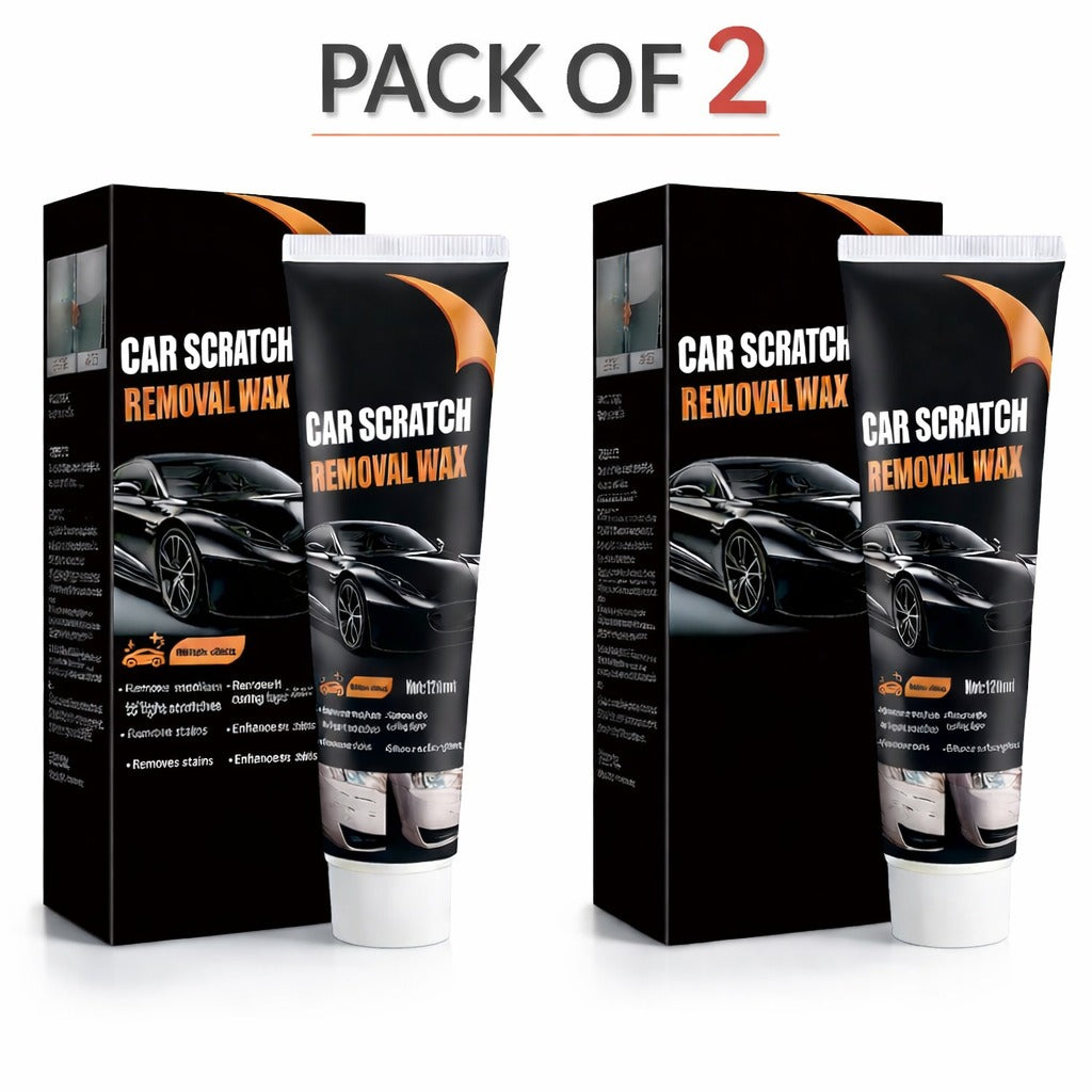 Front view of car scratch wax pack of 2 tubes