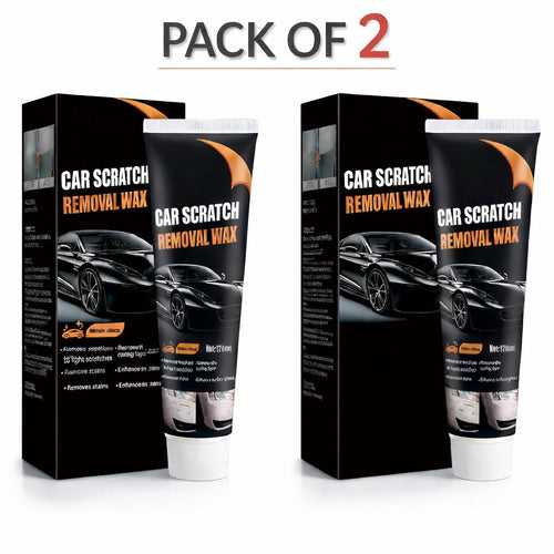 Front view of car scratch wax pack of 2 tubes