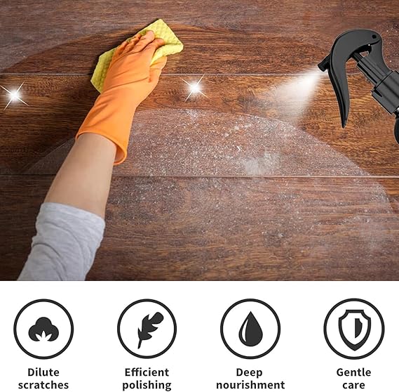 Wood floor area after spray polish use