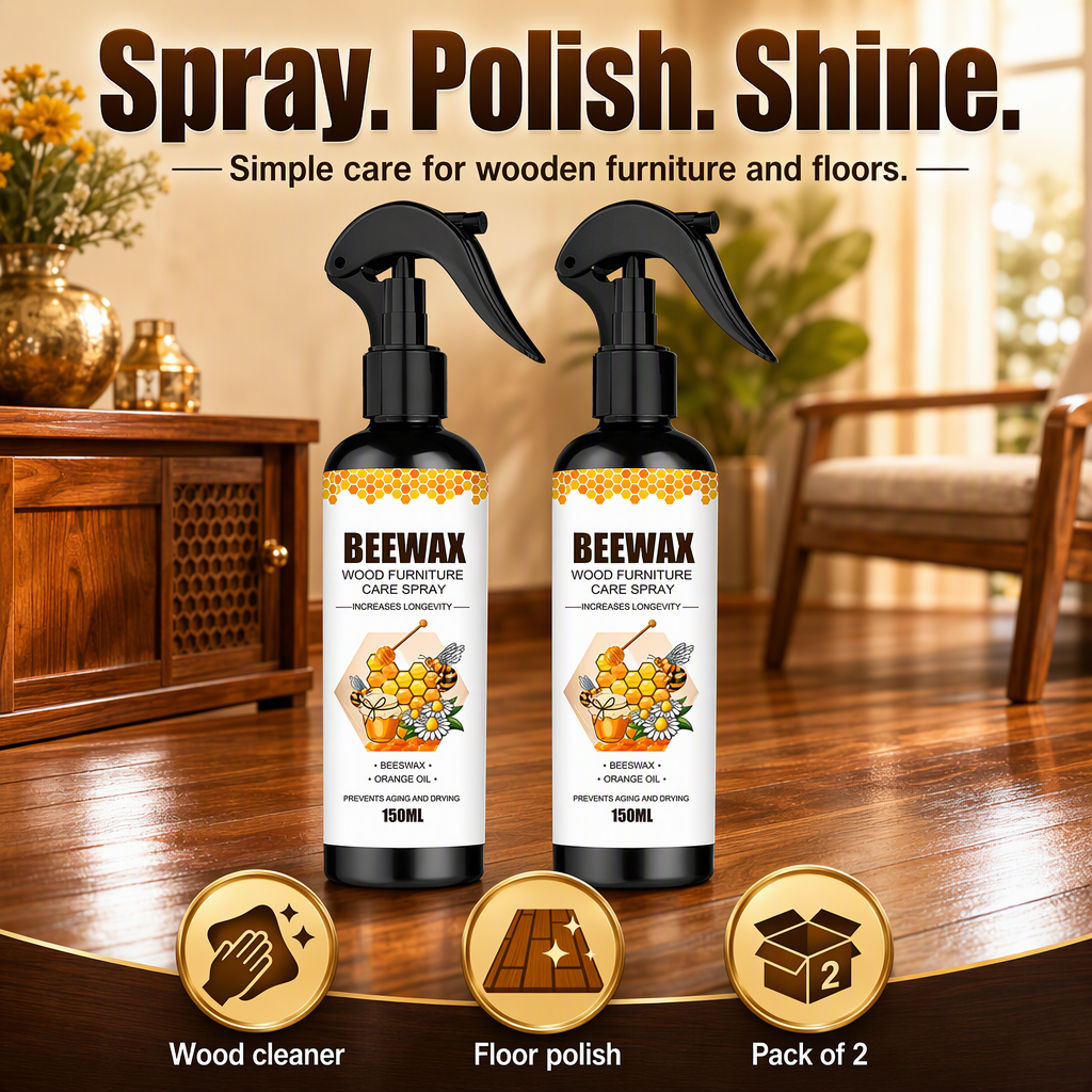 Beeswax Spray Furniture Polish, Wood Cleaner, Wood Floor Polish PACK OF 2 – hero