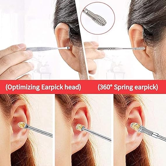 Ear wax scoop tool shown in hand