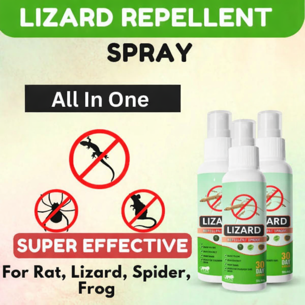 Pack of 3 lizard repellent spray bottles front view