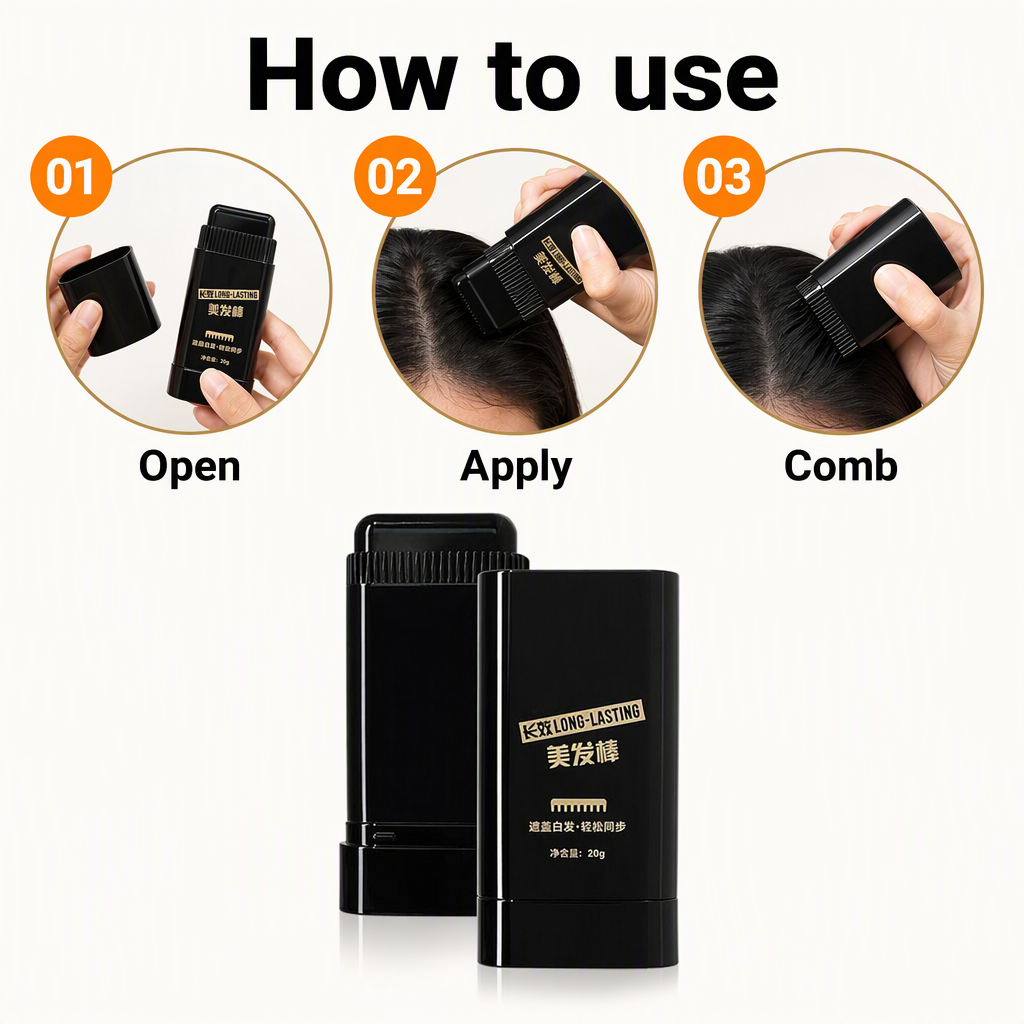 New 2 in 1 Hair Color Stick Hair Dye Stick Comb (Black, 20 gm) – steps