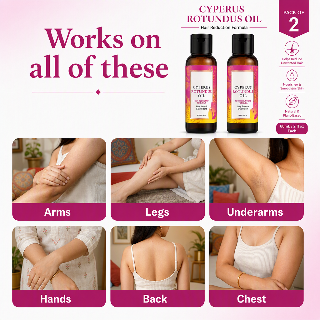 Rotundus Oil for Hair Removal – Natural Soothing Moisturizing Oil Pack of 2 – places