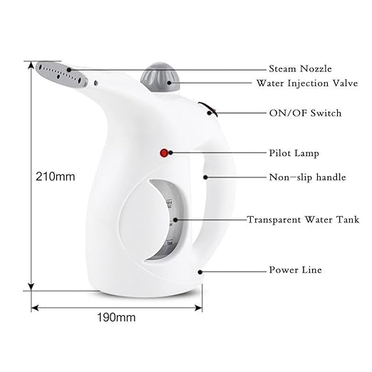 Travel garment steamer with folded clothes