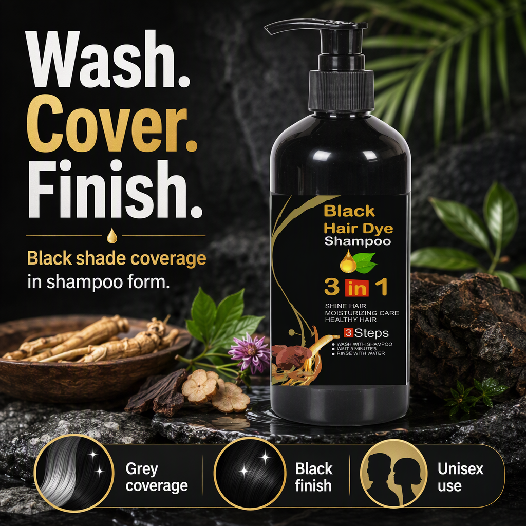 Unisex Instant Black Herbal Hair Dye Shampoo for Grey Hair Coverage 3 in 1(100ml) – hero